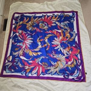 Gucci Style Multicolor Feather Print Scarf